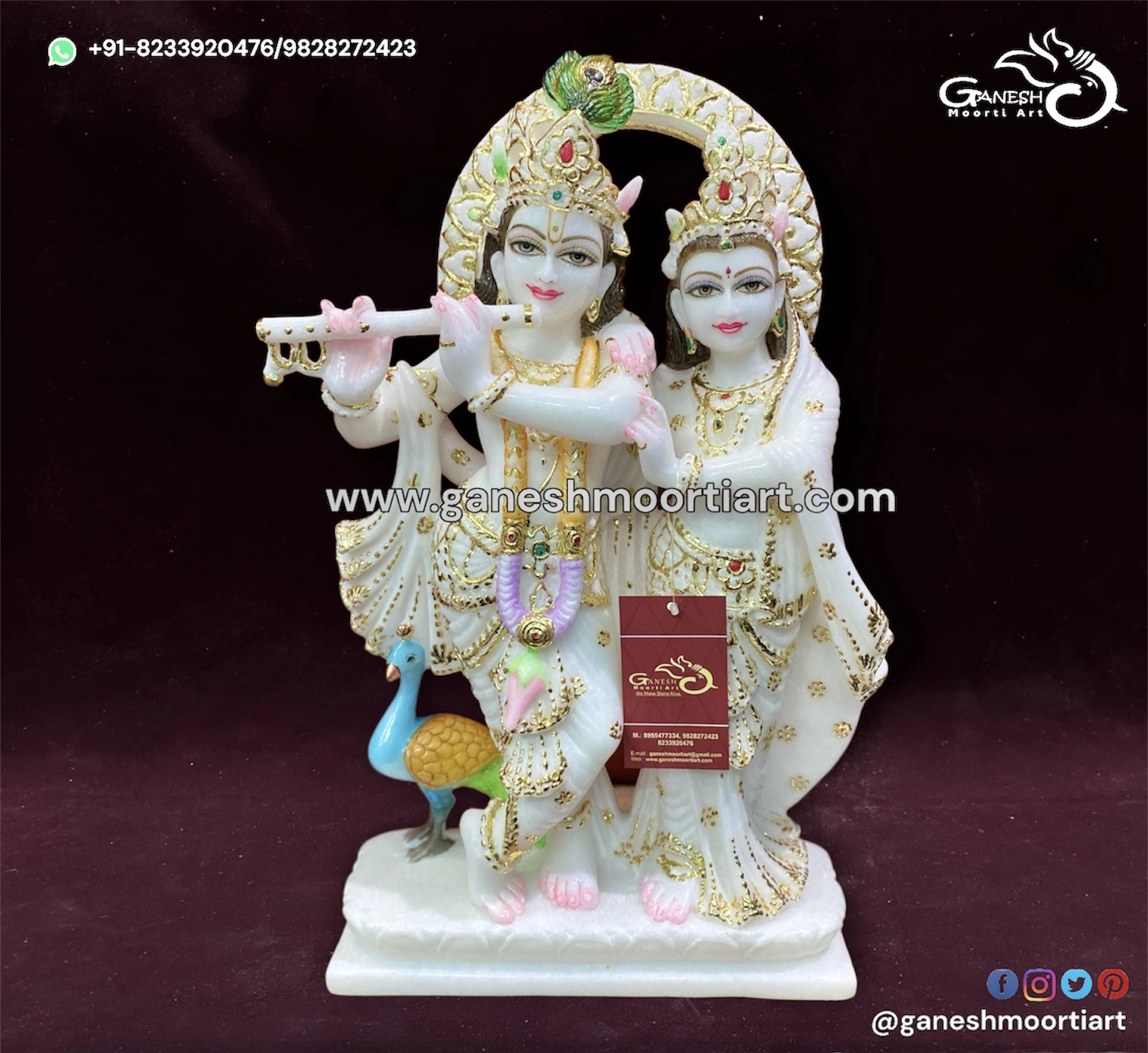 Marble Jugal Radha Krishna Statue 