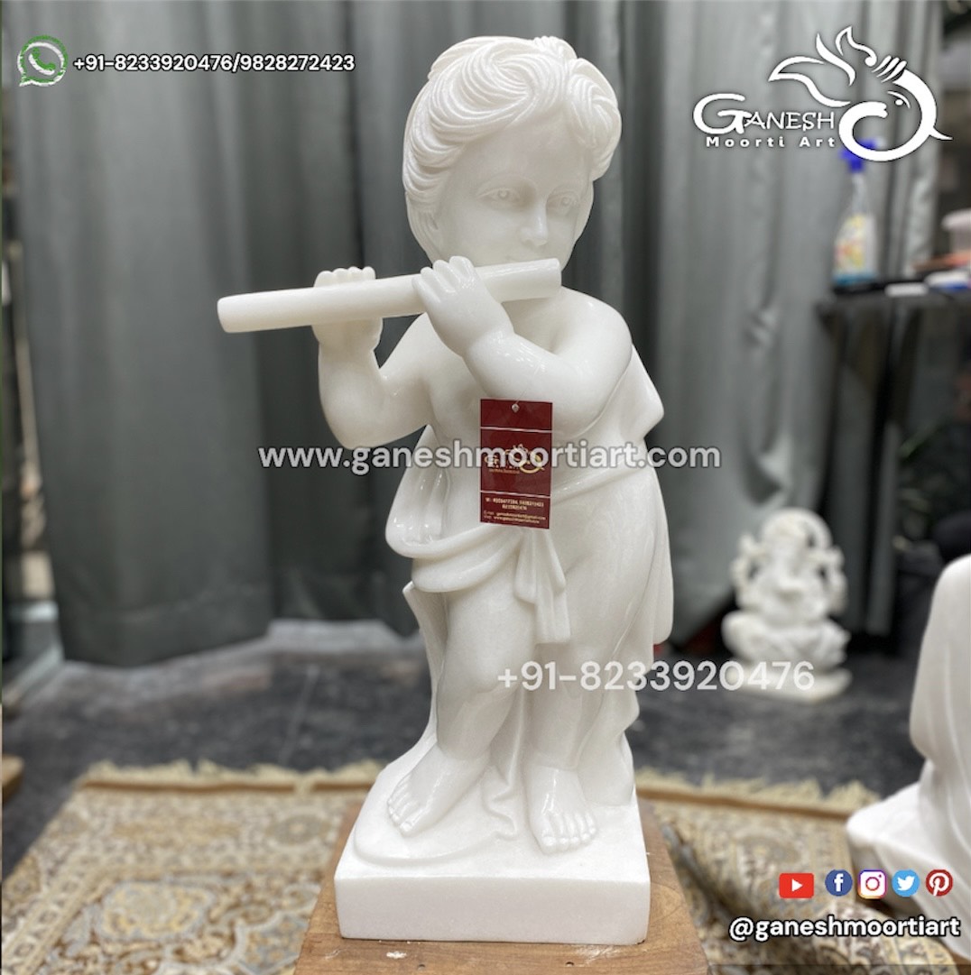 Hand carved decoration marble cherub statues with music