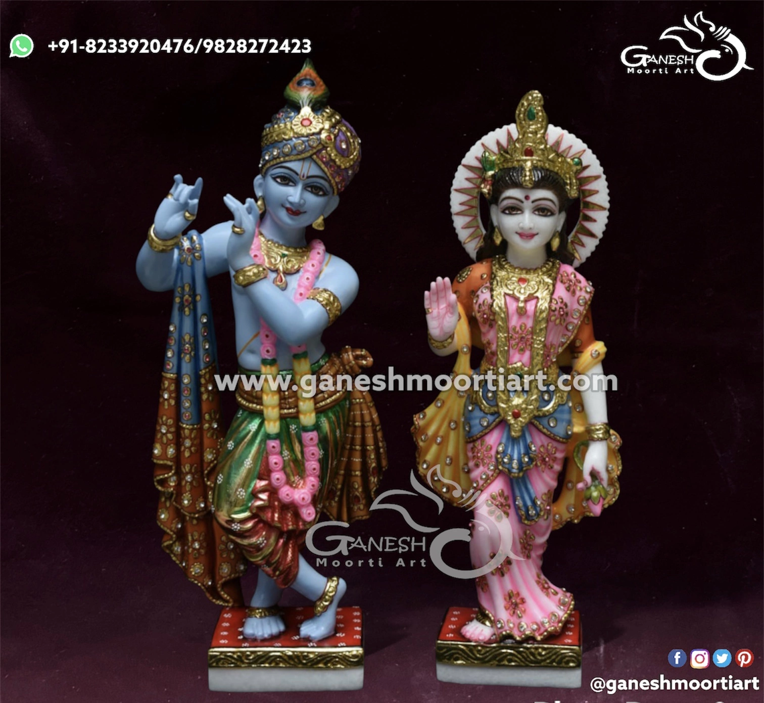 Marble Radha Krishna Idol for Home