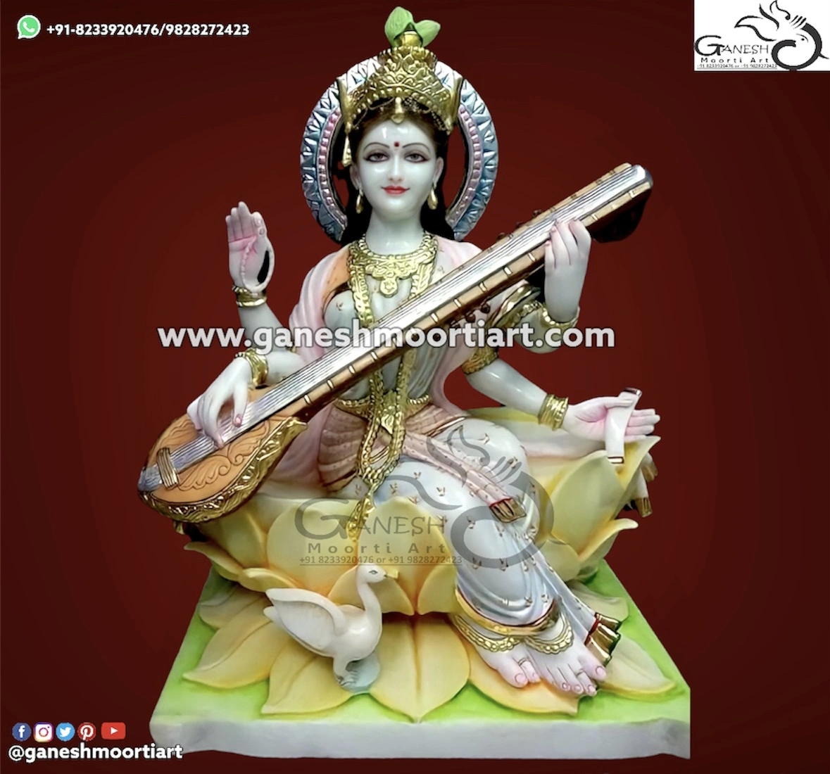 Marble Saraswati Maa Murti 