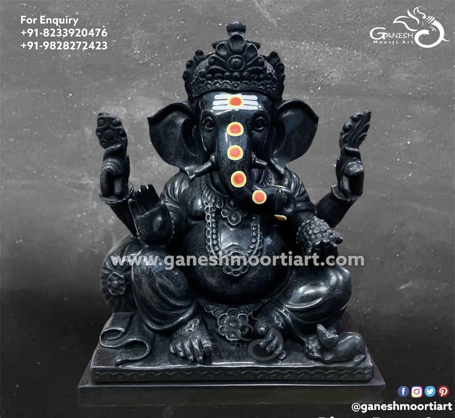 Black Ganpati Murti for home