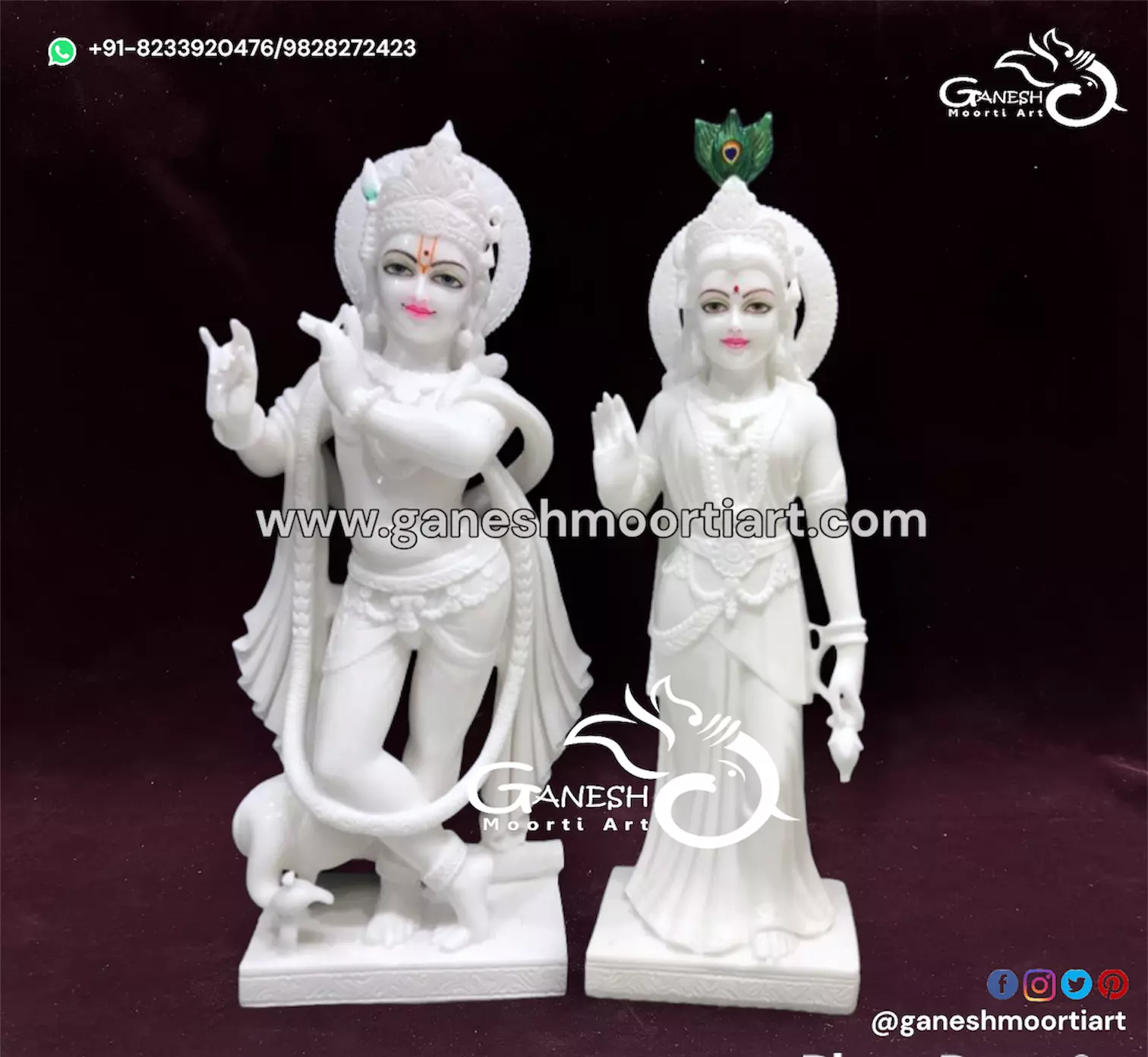 White Marble Radha Krishna Statue