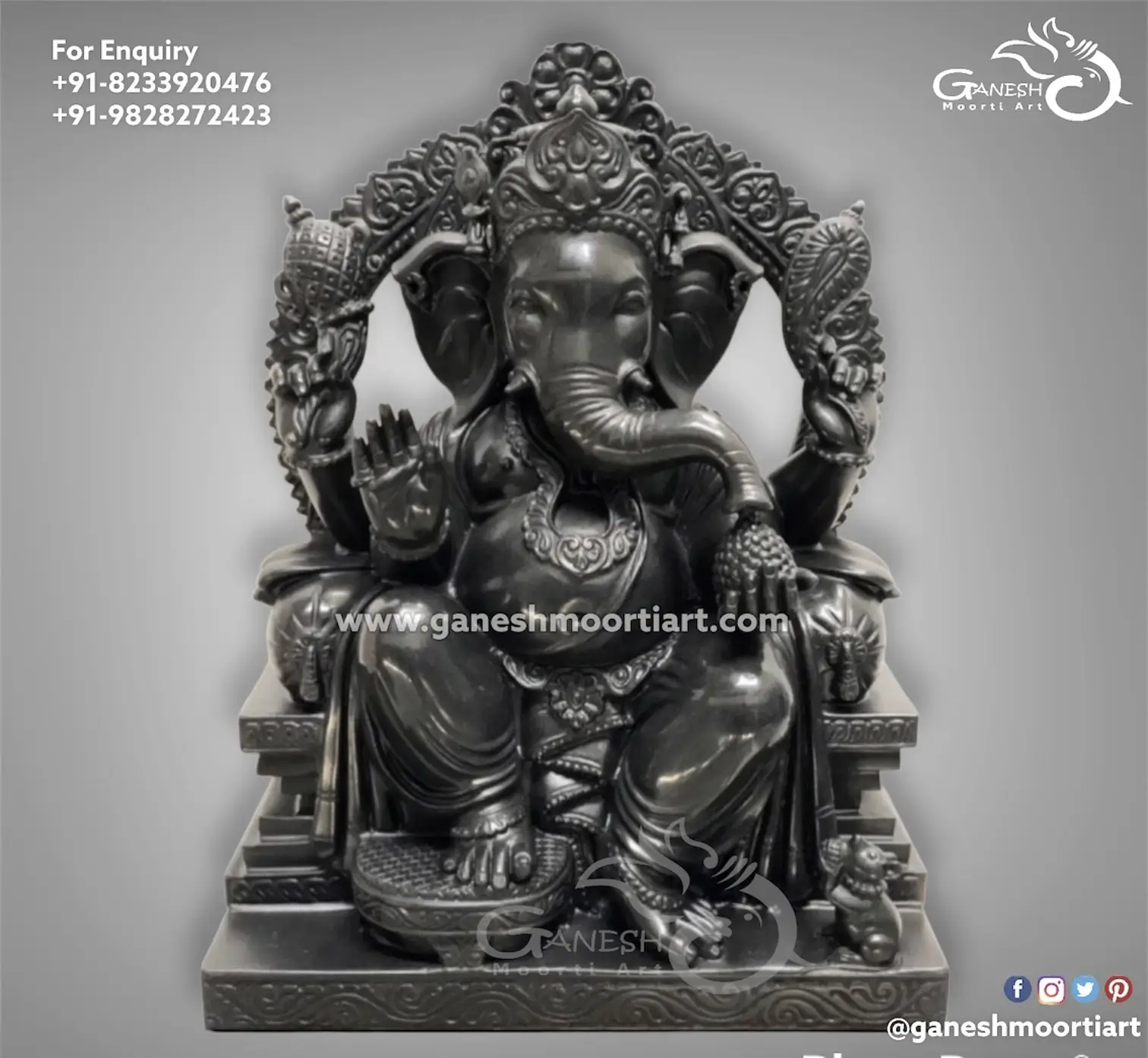 Buy Black Stone ganesh Statue 