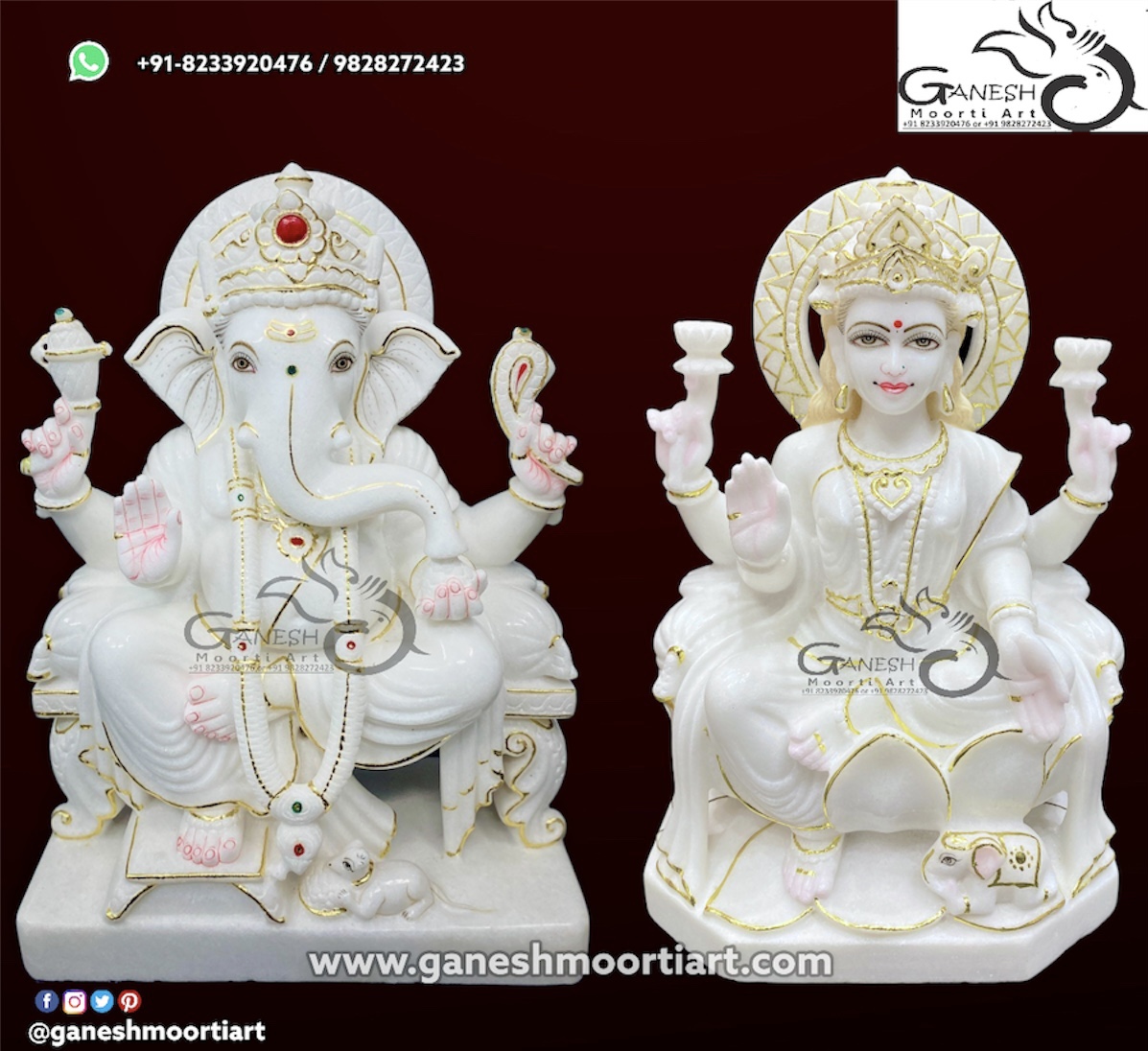 Buy Marble Ganesh Lakshmi Statue