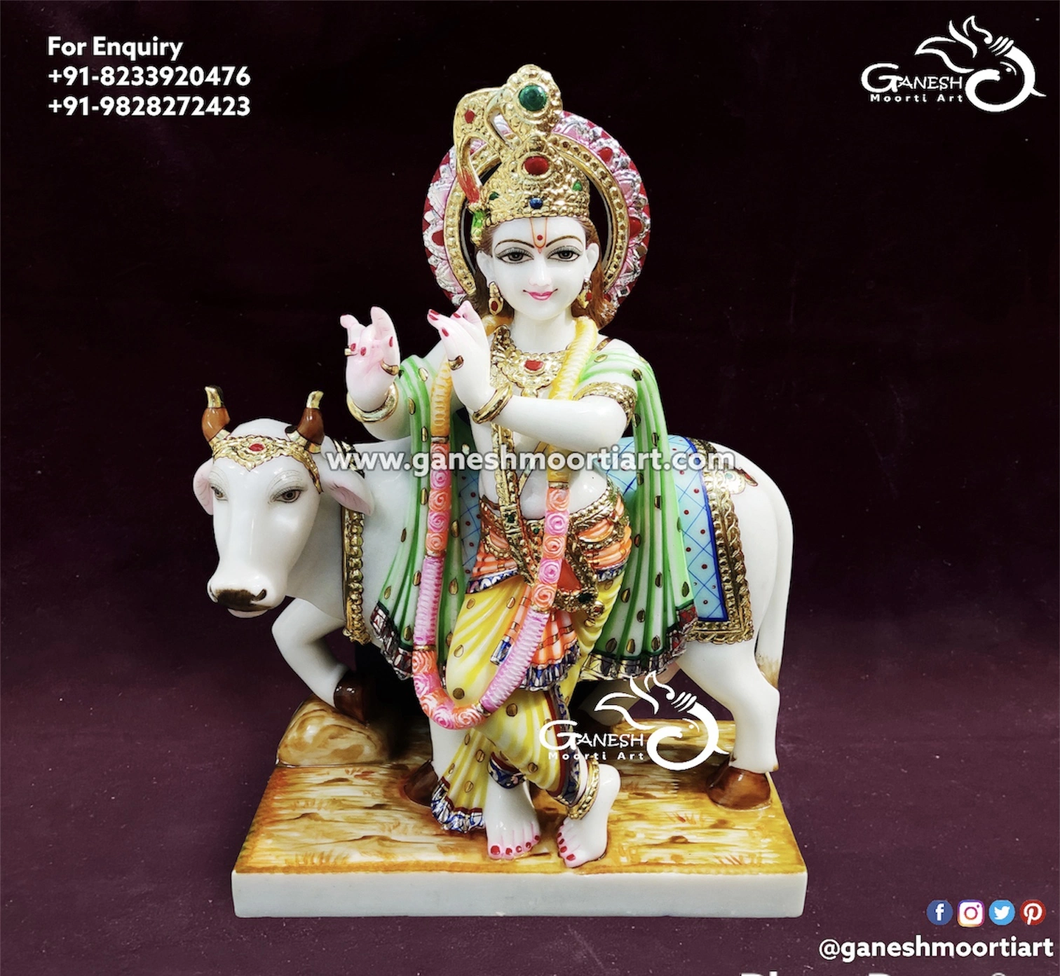 Buy Gou Gopal White Marble Statue