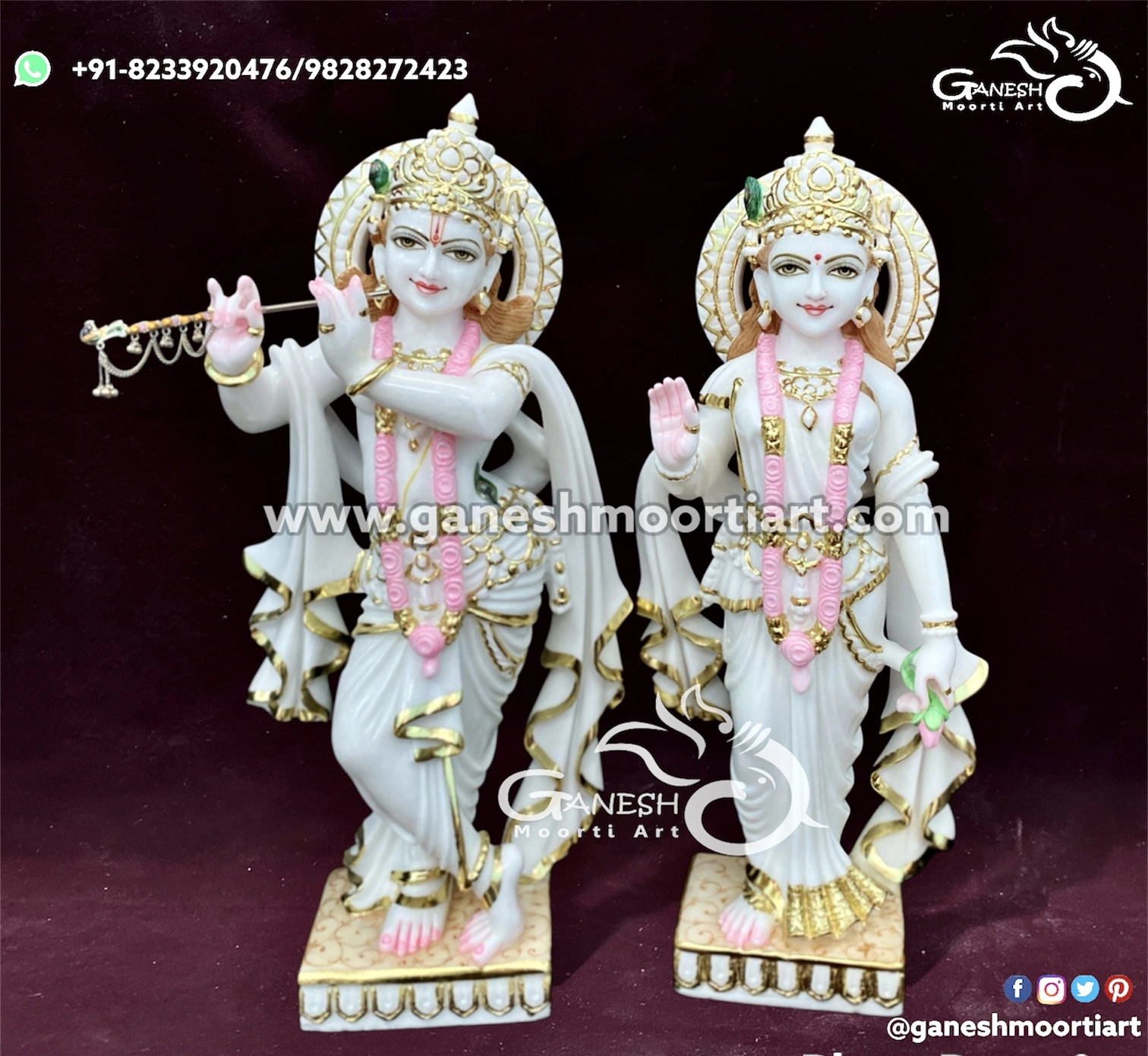 Radha Krishna idols in Marble