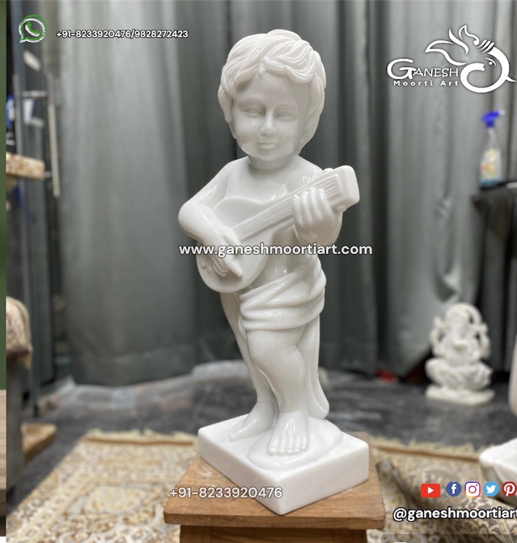 White Cherub Marble Statue for Interior Decor